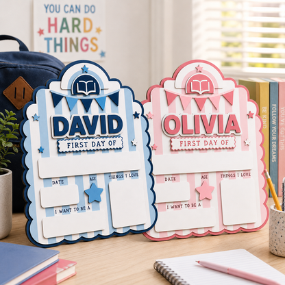 Personalized Back to School Board, Custom Name First Day Sign For Student THUC99