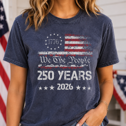USA 250 Anniversary Wash Shirt, Freedom Since 1776 Patriotic Tee THUC99