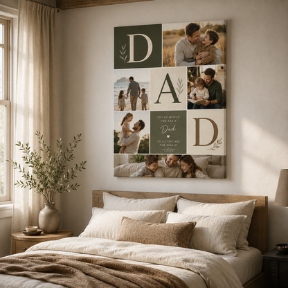 Custom Photo Dad's Family Canvas Wall Art - Custom Gift For Dad TOM99