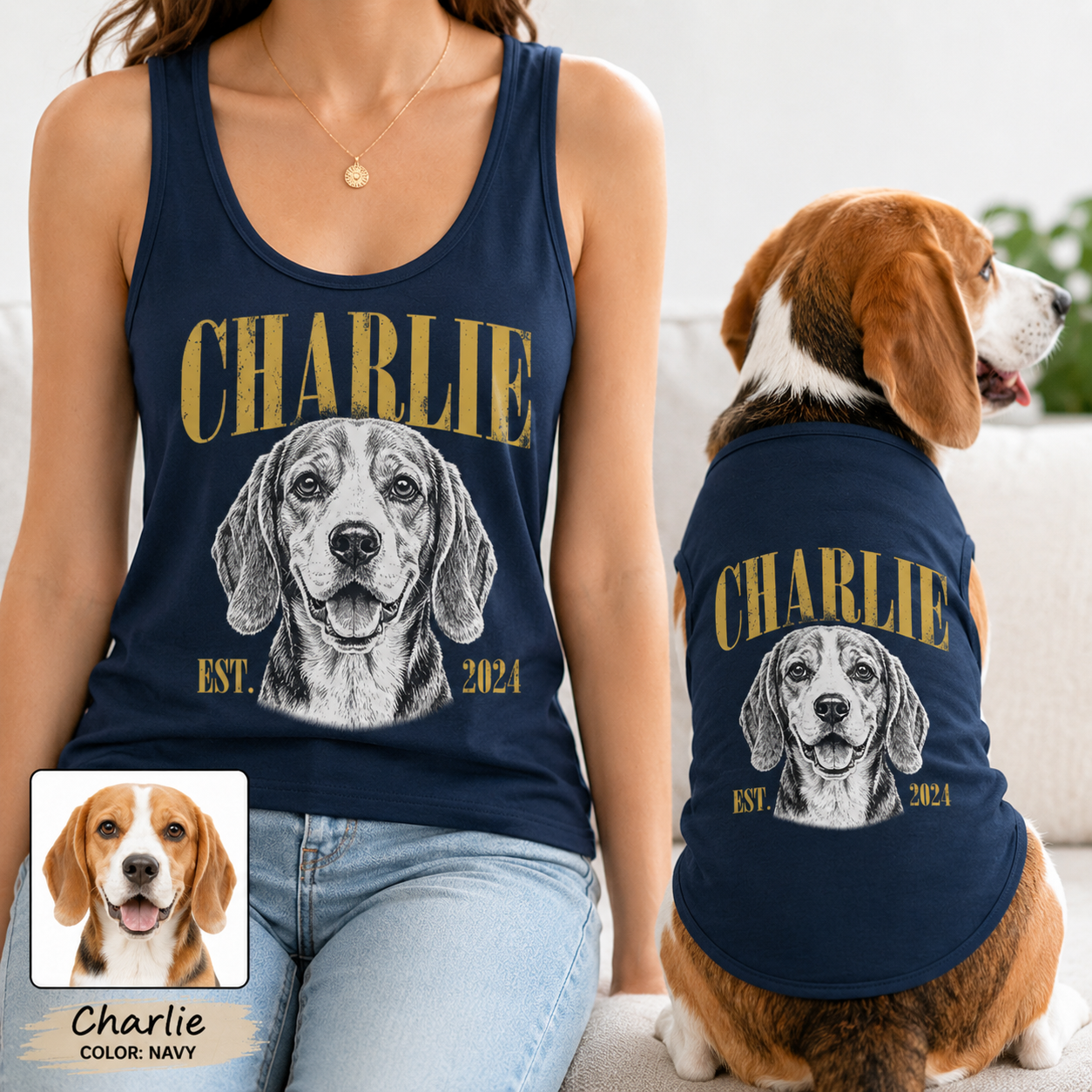 Custom Dog Women’s Tank Top and Pet Tank Top, Matching Dog Lover Outfit THUC99