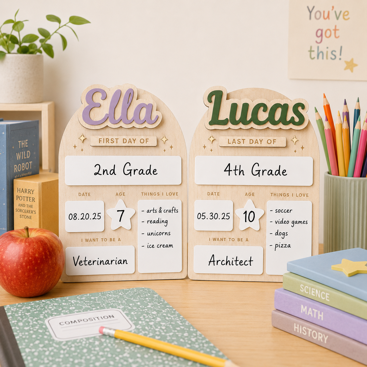 Custom Kids School Milestone Sign, First and Last Day Photo Board THUC99