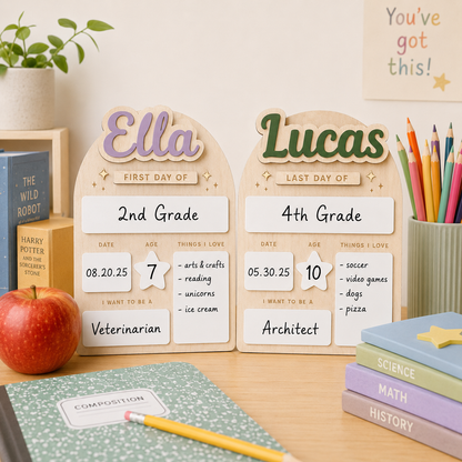 Custom Kids School Milestone Sign, First and Last Day Photo Board THUC99