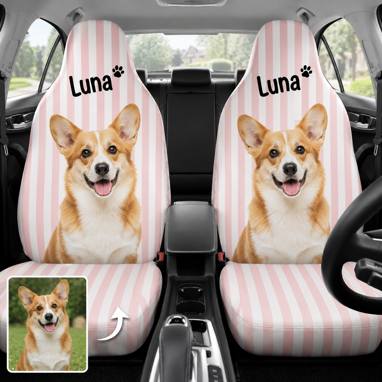 Custom Photo Pet Seat Cover, Personalized Dog Picture Car Seat Protector, Pet Parent Gift THUC99