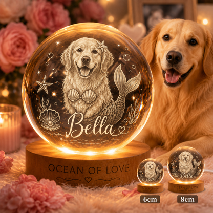 Personalized Dog Memorial Crystal Lamp, Custom Pet Photo Ball Night Light, Loss of Dog Gift THUC99