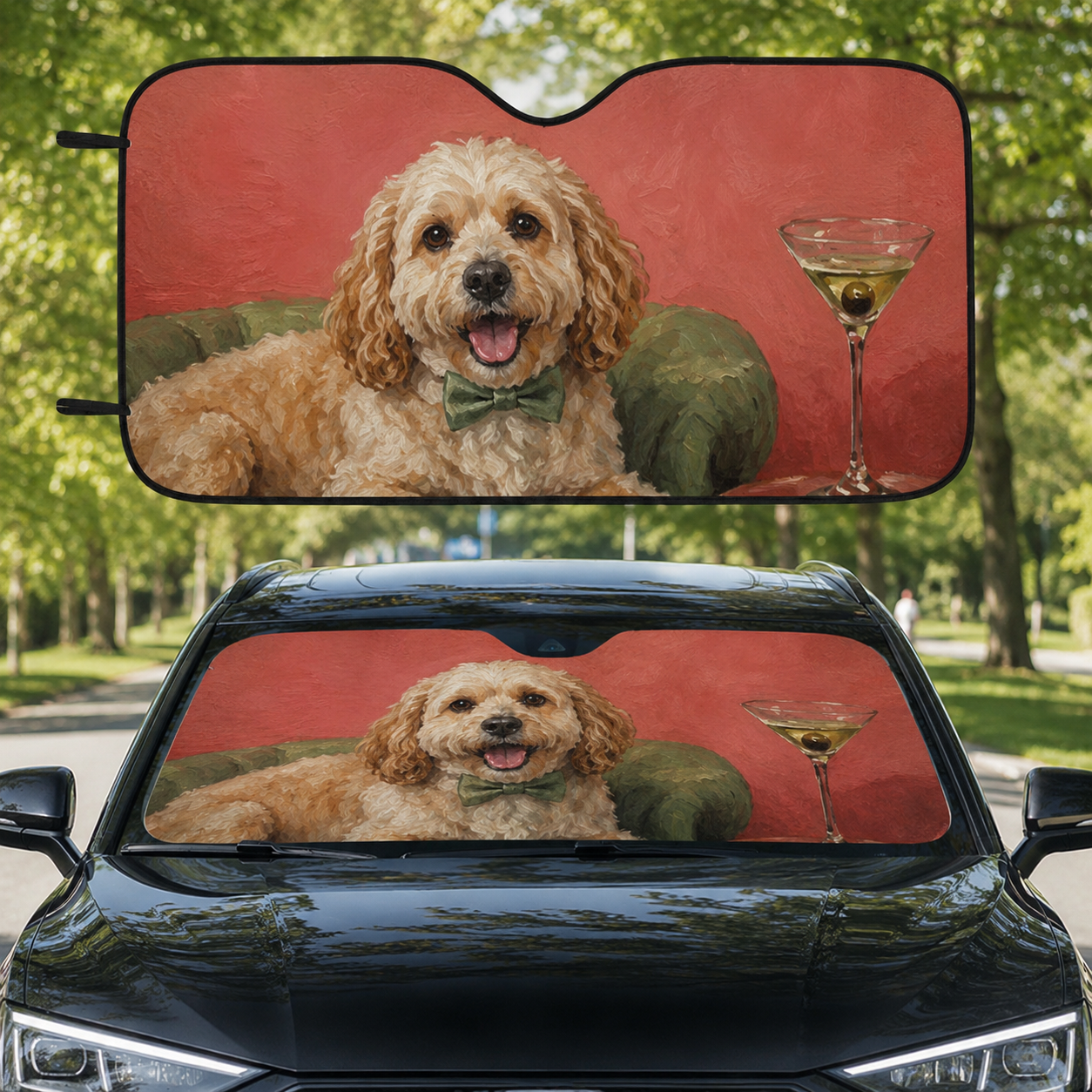 Custom Photo Dog Sofa Windshield Sun Shade, Personalized Pet Car Window Cover, Cute Dog Mom Car Accessory THUC99