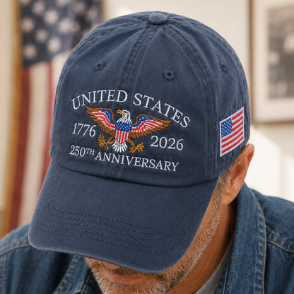 USA 250th Anniversary Commemorative Embroidered Hat American Heritage Vintage Cap THUC99