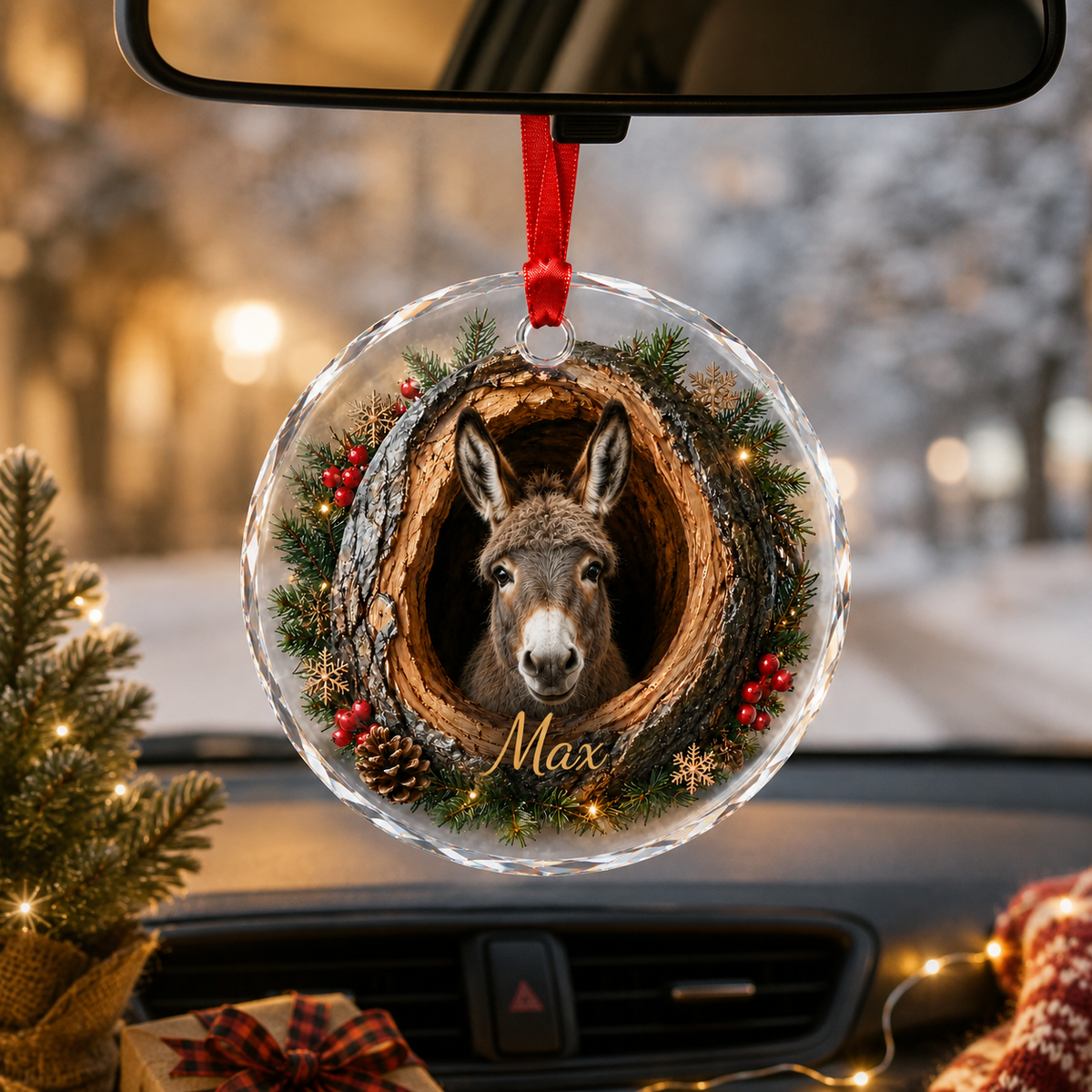 Animal Glass Ornament Tree Hollow Donkey