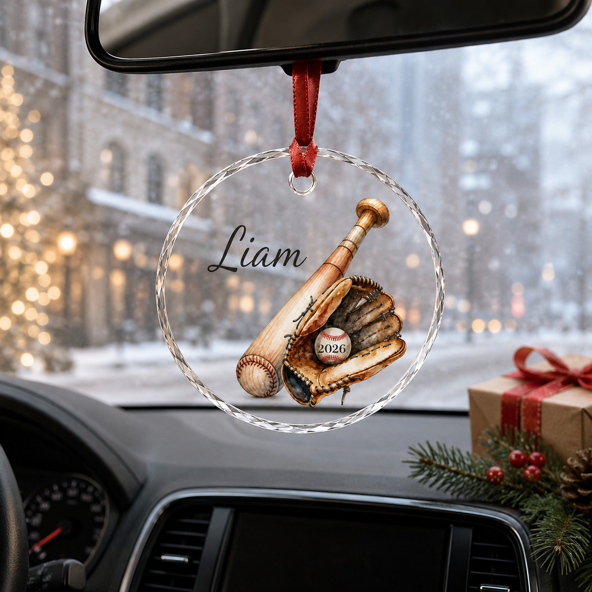 Sport Glass Ornament Baseball Gear