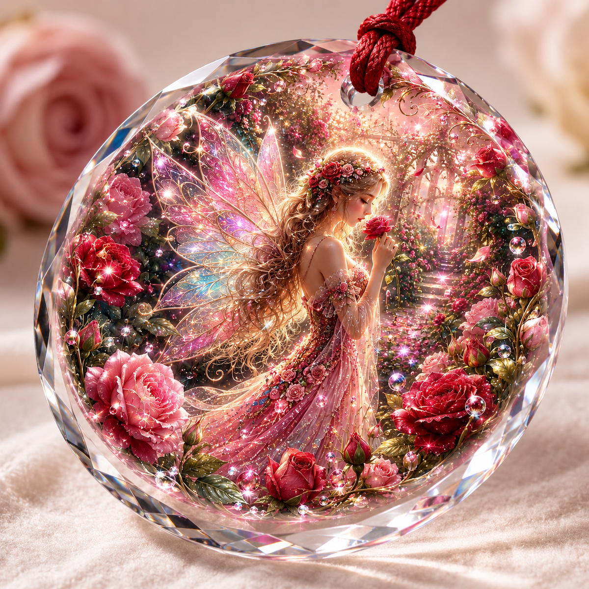 Fairy Glass Ornament Rose Garden Fairy