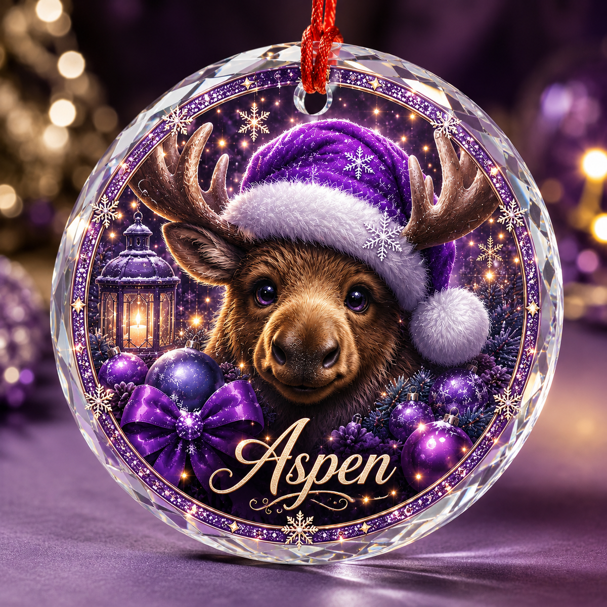 Purple Animal At Christmas Moose