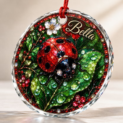 Custom Name Glass Animal Ladybug