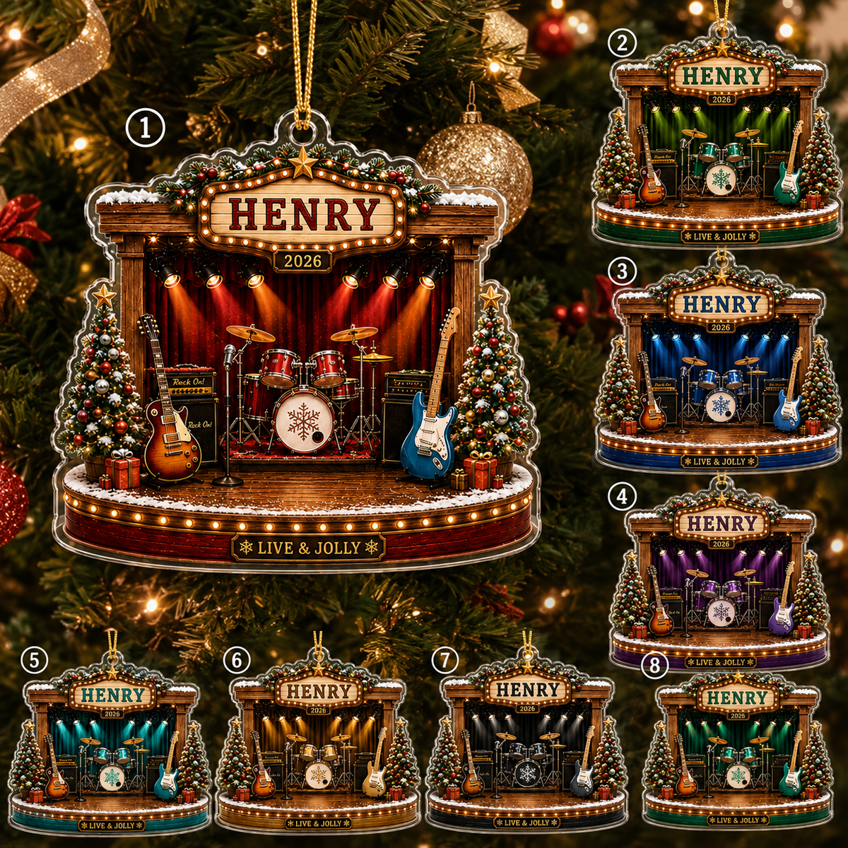 Guitar Custom Name Acrylic - Christmas Guitar Stage