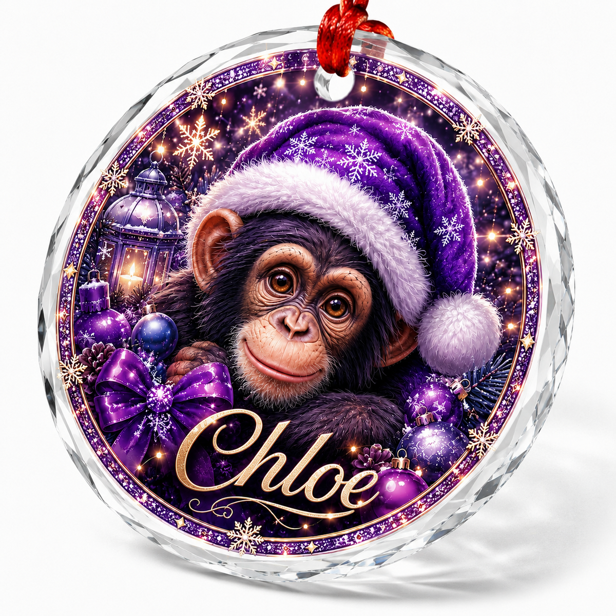 Purple Animal At Christmas Chimpanzee