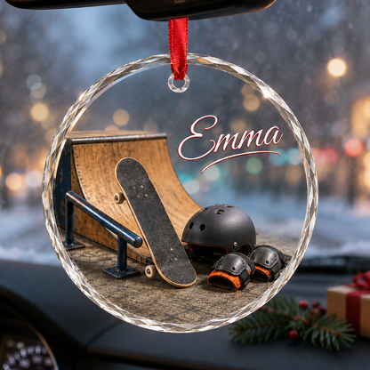 Sports Glass Ornament Skateboarding