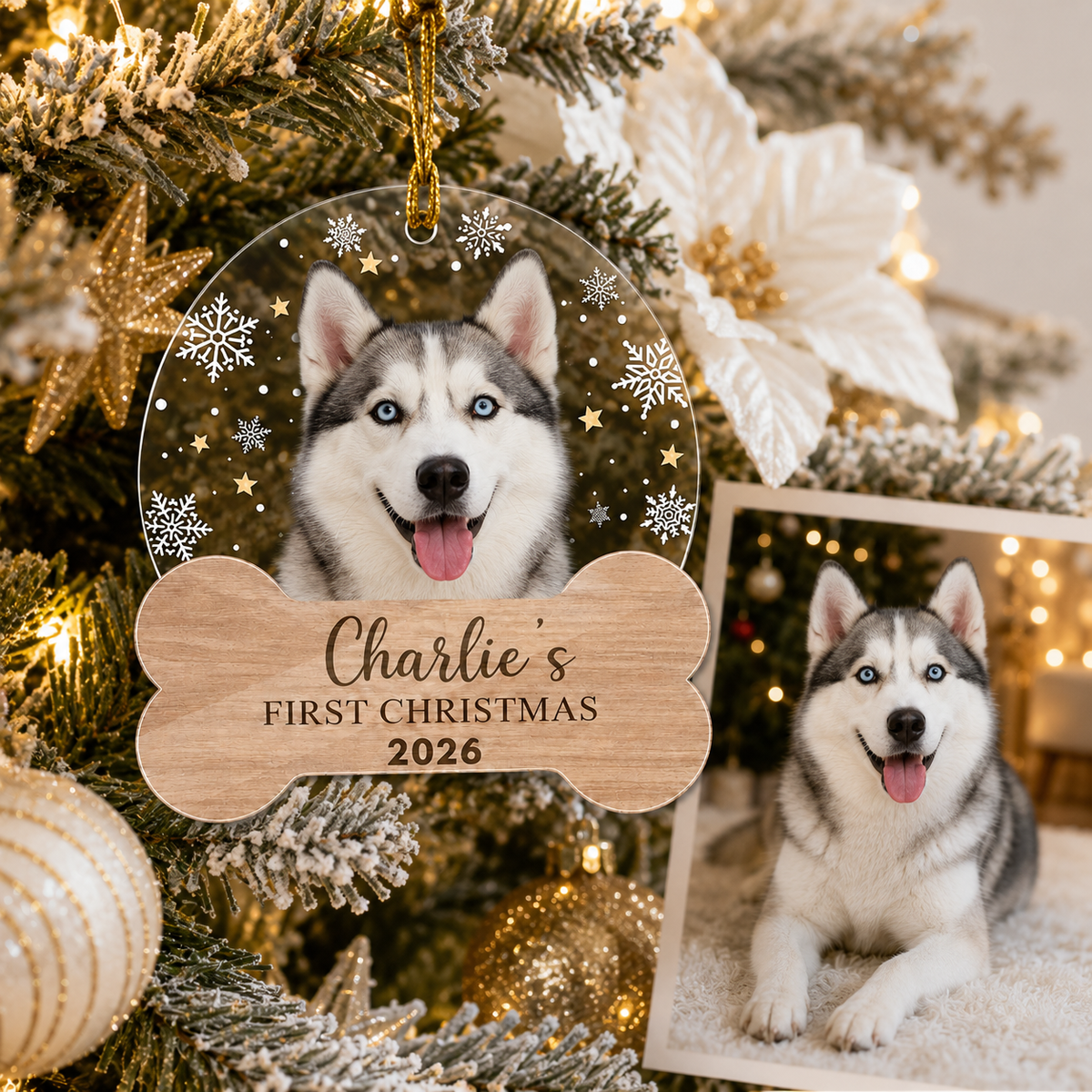 Custom Photo Dog Christmas Style 12