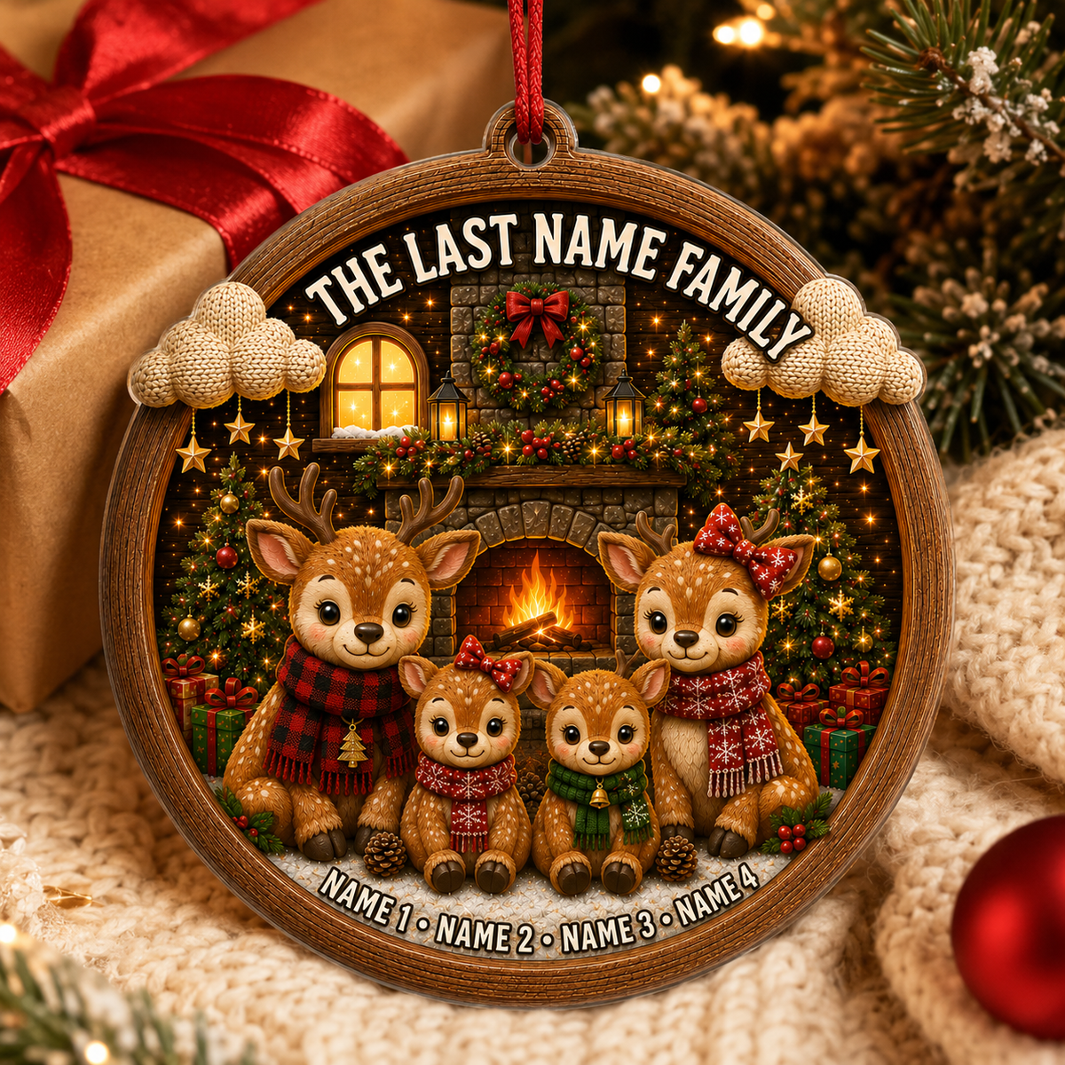 Christmas Family Wood Deer