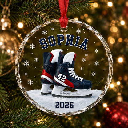 Custom Sport Glass Ornament Ice Hockey Skates