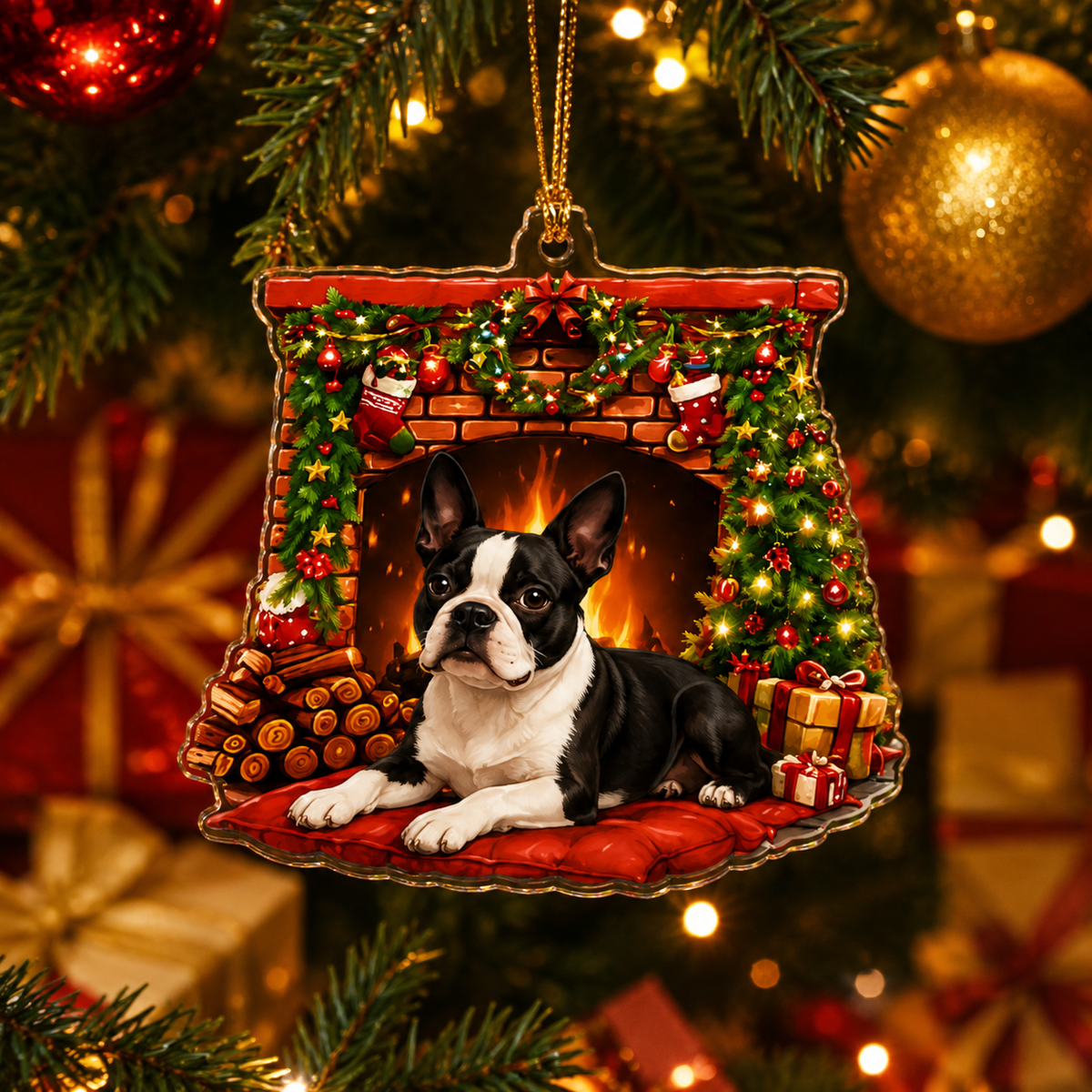 Dog Christmas Tree Boston Terrier