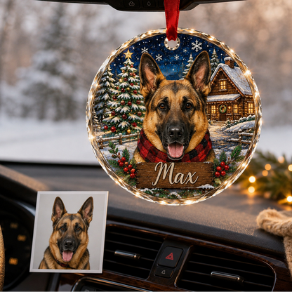 Custom Photo Dog Glass At Winter Christmas Night