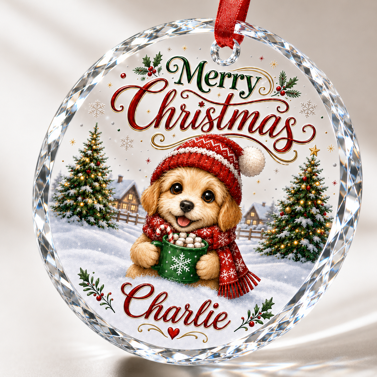 Christmas Glass Animal Dog