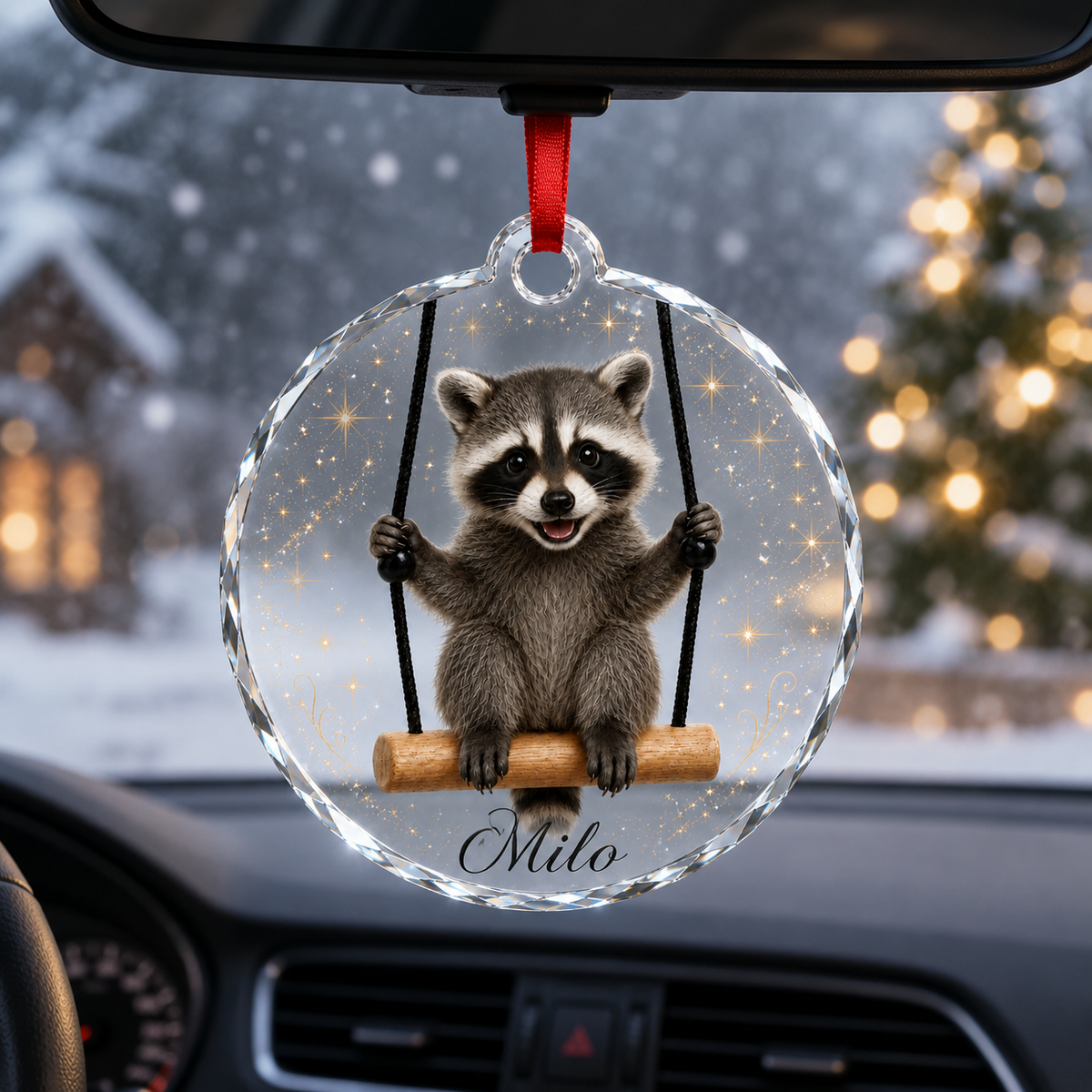 Animal Glass Ornament Racoon