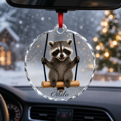 Animal Glass Ornament Racoon