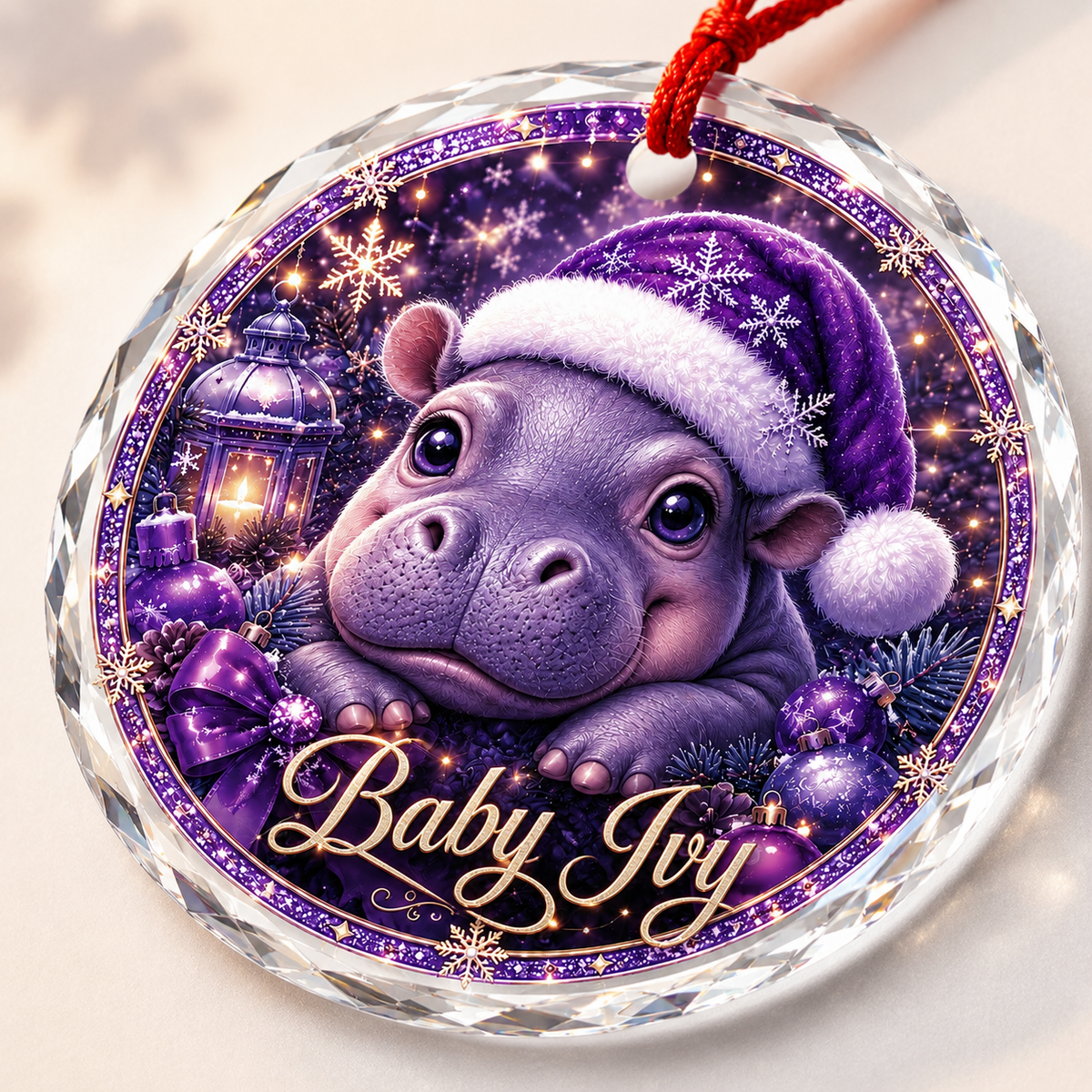 Purple Animal At Christmas Hippopotamus