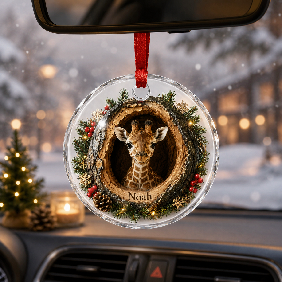 Animal Glass Ornament Tree Hollow Giraffe