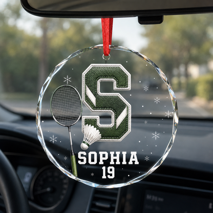 Sport Glass Alphabet Name Badminton
