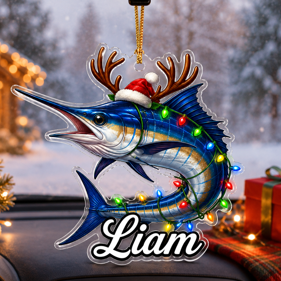 Fishing Christmas Lights Blue Marlin Acrylic