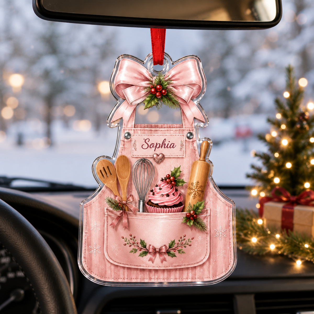 Personalized Kitchen Utensils Acrylic Pink Apron