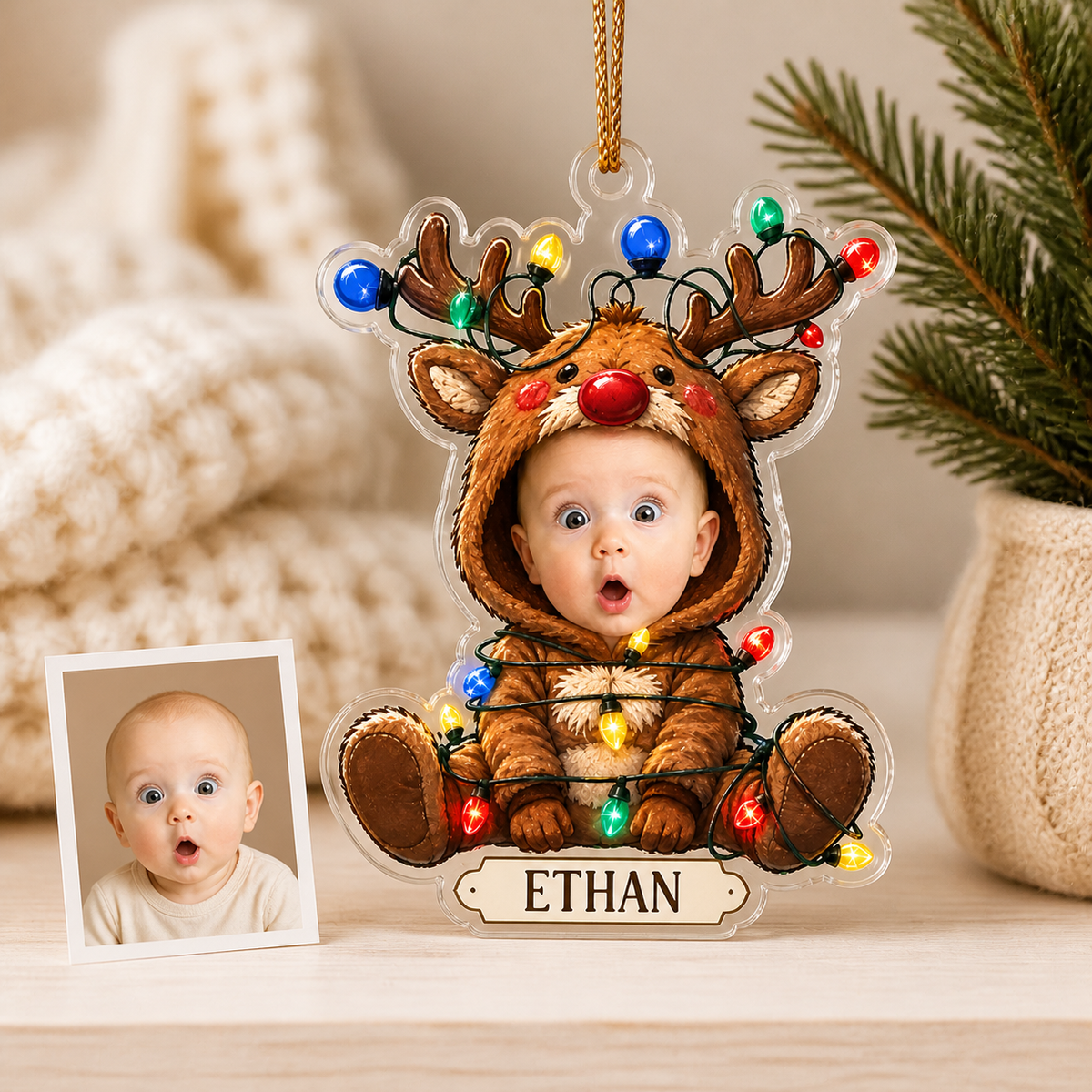 Custom Photo Baby Reindeer