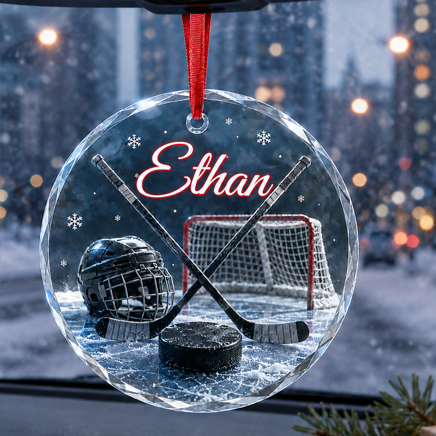 Sports Glass Ornament Ice Hockey