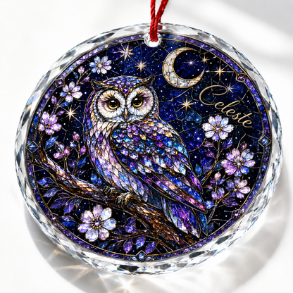 Custom Name Glass Animal Owl