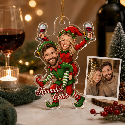 Custom Photo Christmas Elf Couple