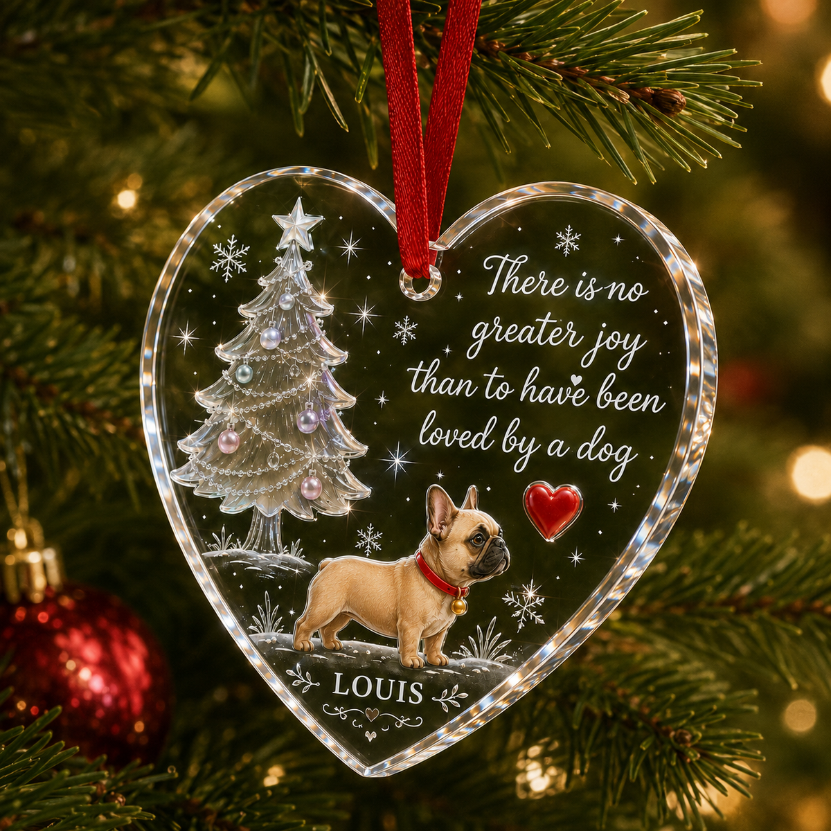 Christmas Glass Dog French Bulldog