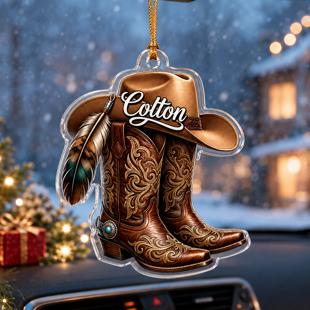 Personalized Boots Feather Cowboy Acrylic