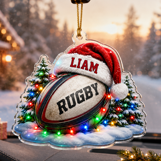 Custom Sports Christmas Acrylic - Rugby