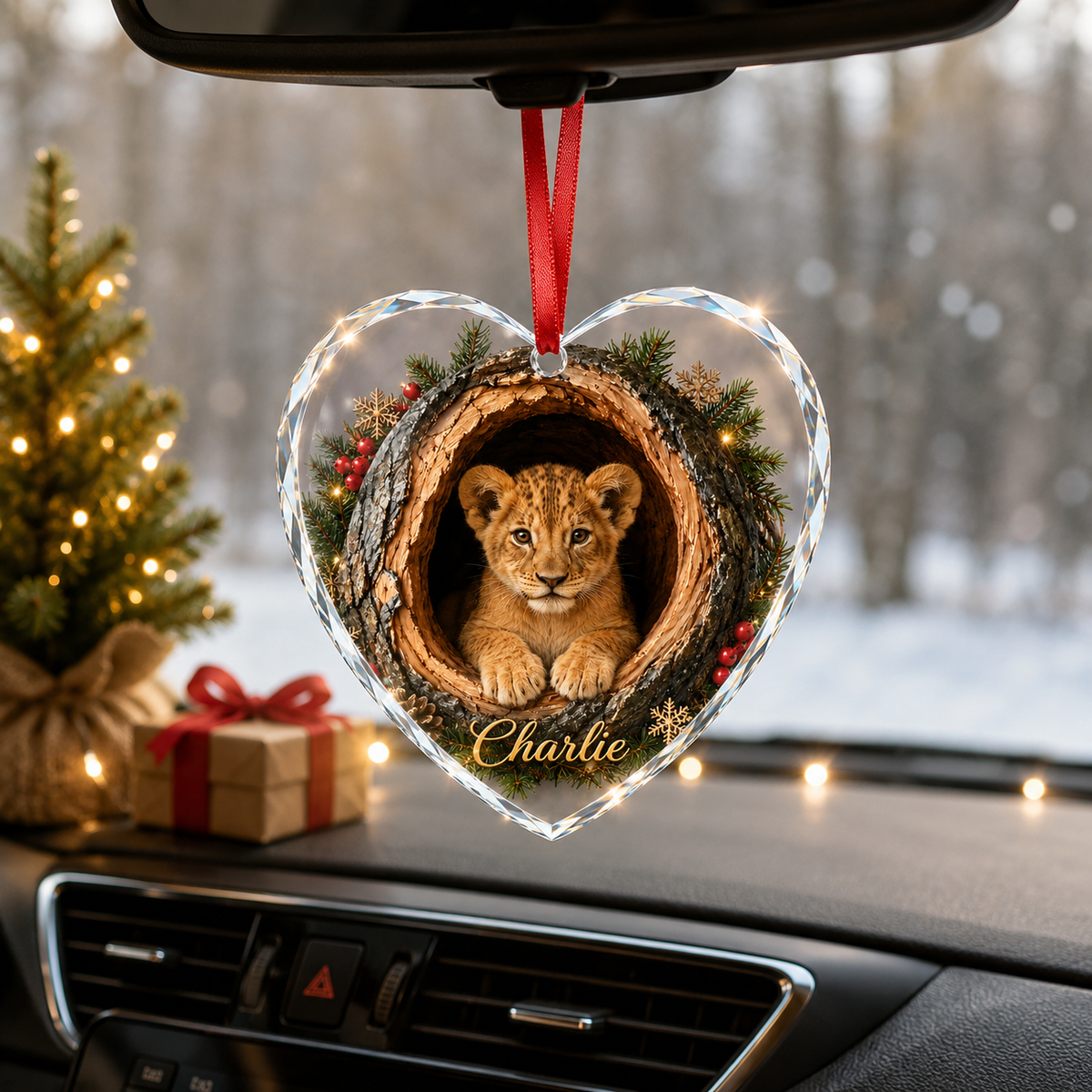 Animal Glass Ornament Tree Hollow Lion