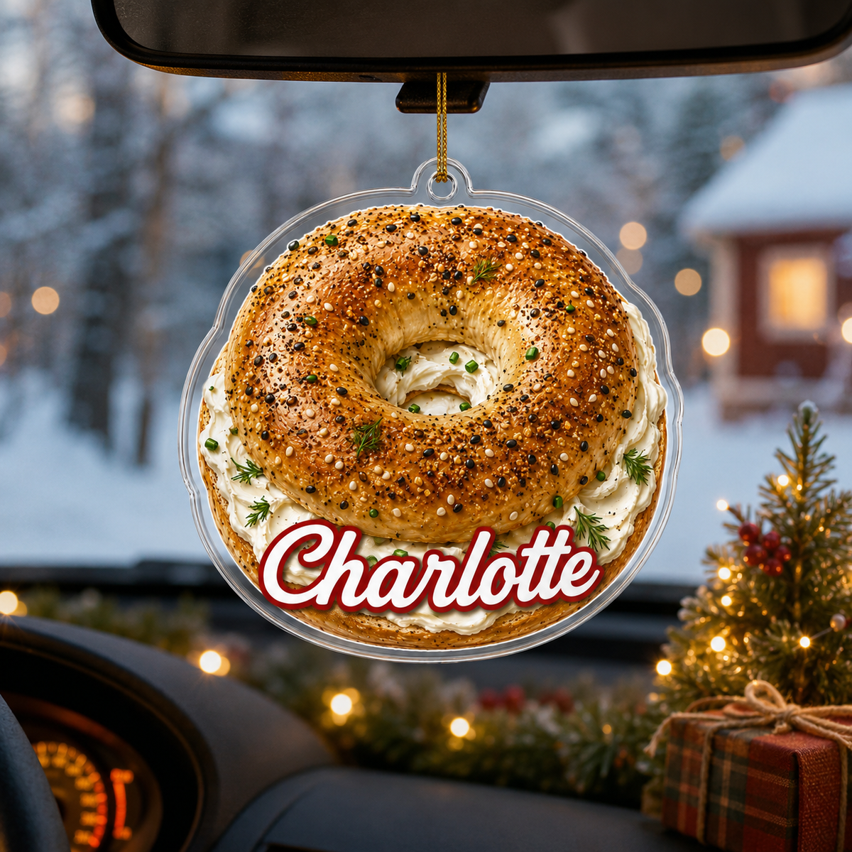 Breakfast Custom Name Bagel with Cream Cheese Acrylic
