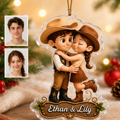 Personalized Boost Cowboy Couple Christmas Acrylic
