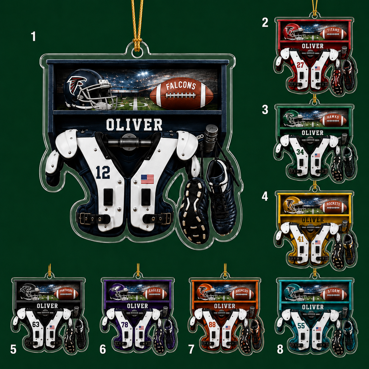 American Football Custome Name Acrylic Style 16