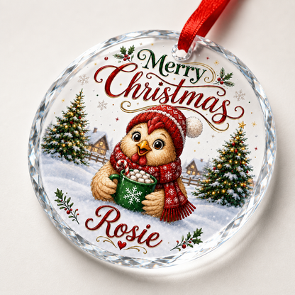 Christmas Glass Animal Chicken