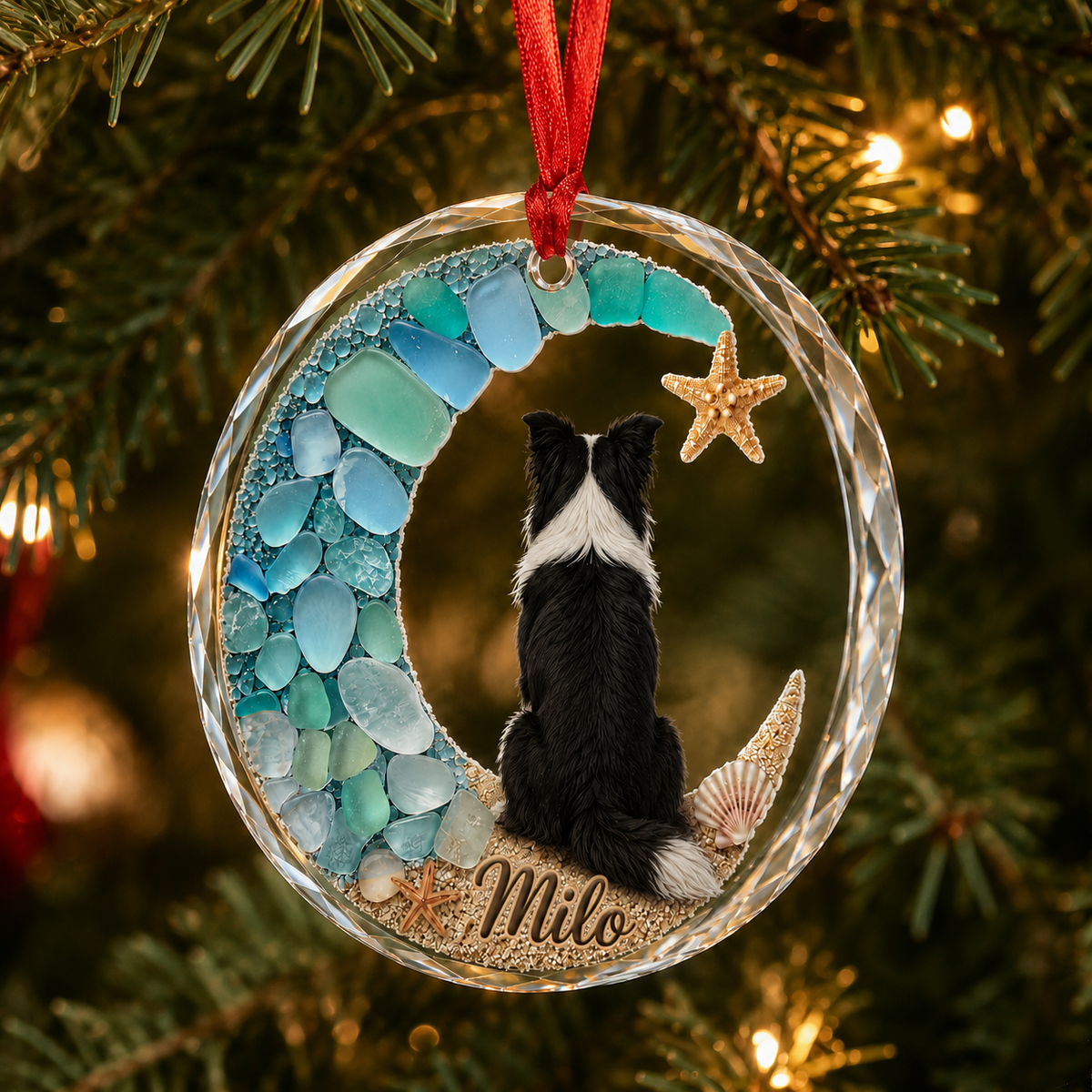 Custom Dog Seashell Border Collie