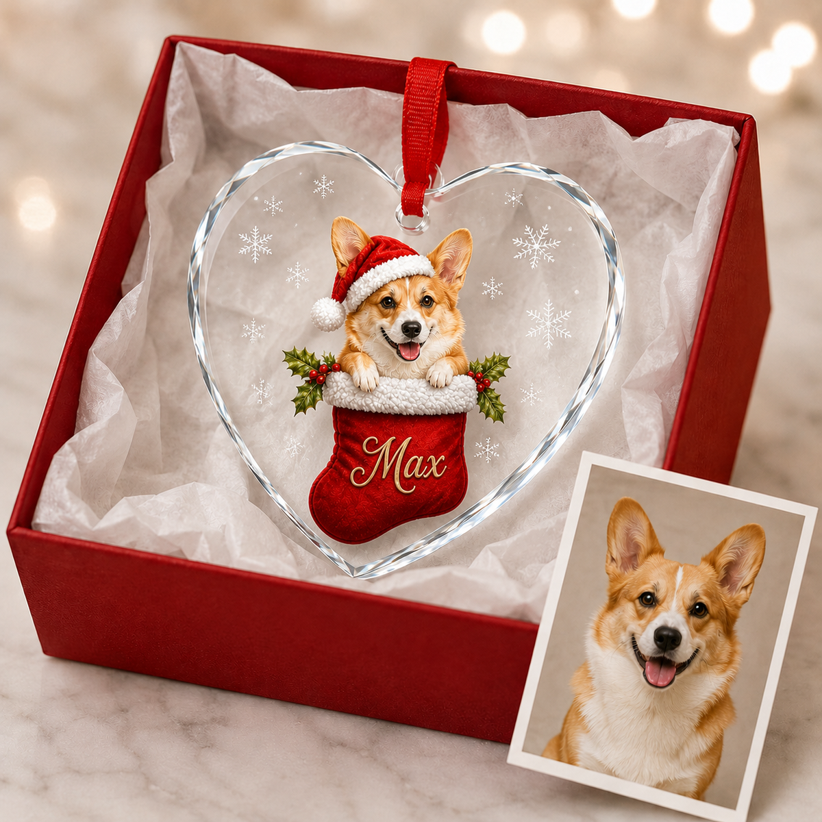 Custom Photo Dog With Christmas Sock