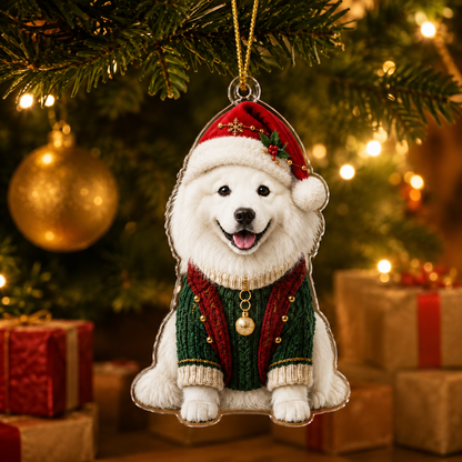 Dog Chrismast With Noel Sweater Samoyed