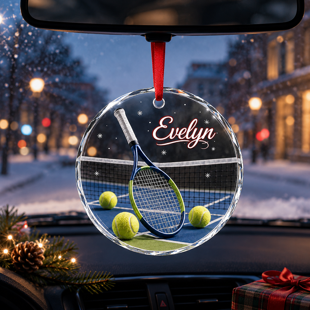 Sports Glass Ornament Tennis