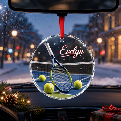 Sports Glass Ornament Tennis
