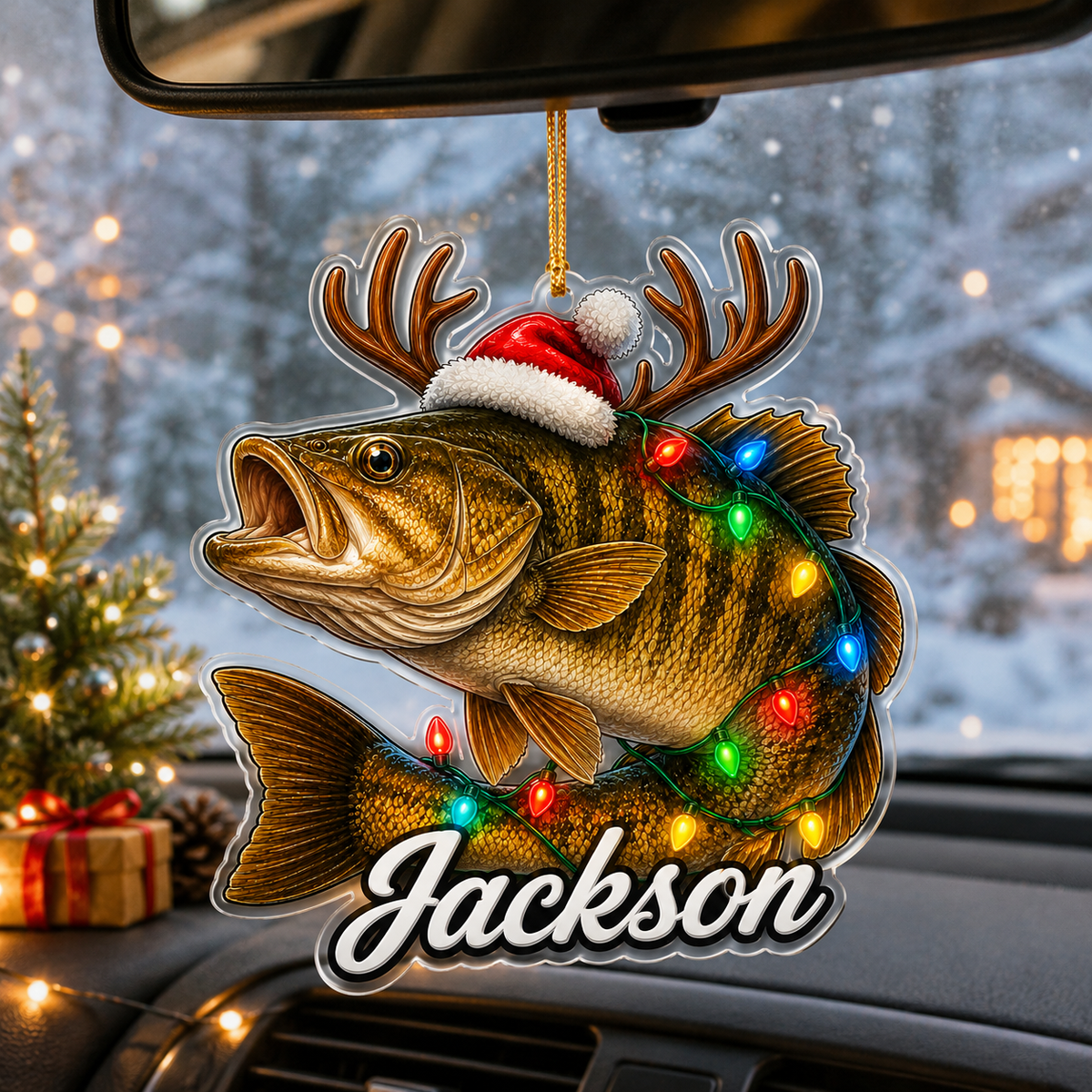Fishing Christmas Lights Black Bass Acrylic