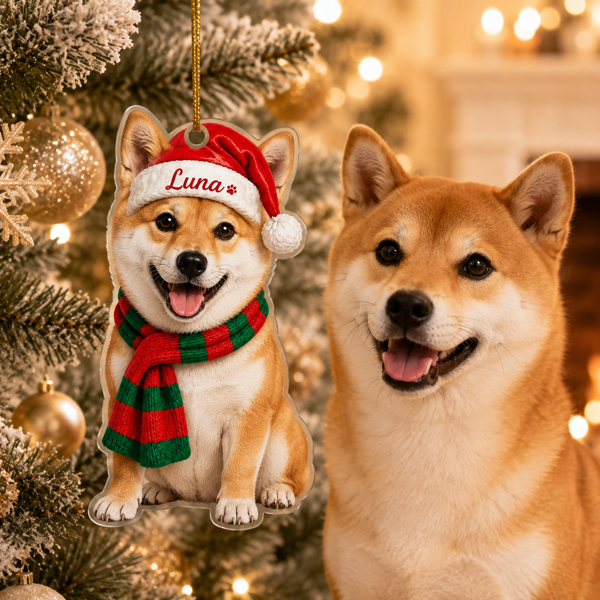 Custom Photo Dog Christmas Style 6